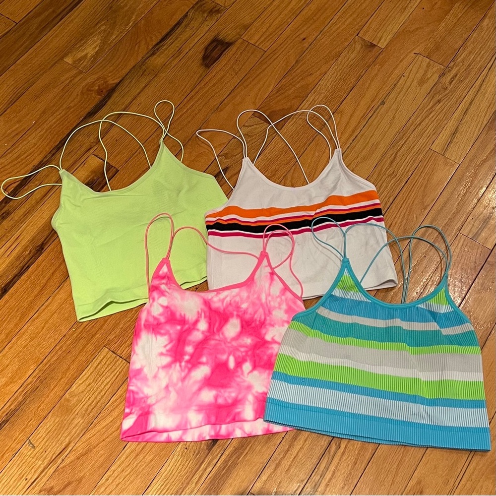 Colorful Strappy Crop Tops Set